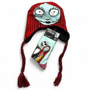 Disney Red and Black Sally Knit Hat with Socks